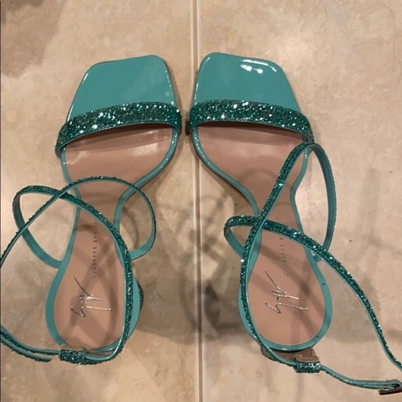 Giuseppe Zannoti Glitter Square Toe  Heels size 41 NIB - Picture 3 of 10